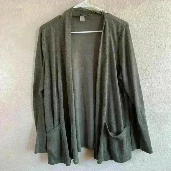 Easywear by Chicos Knit light breezy Cardigan Pocket Moss Hunter Green Women 3 - Picture 9 of 10